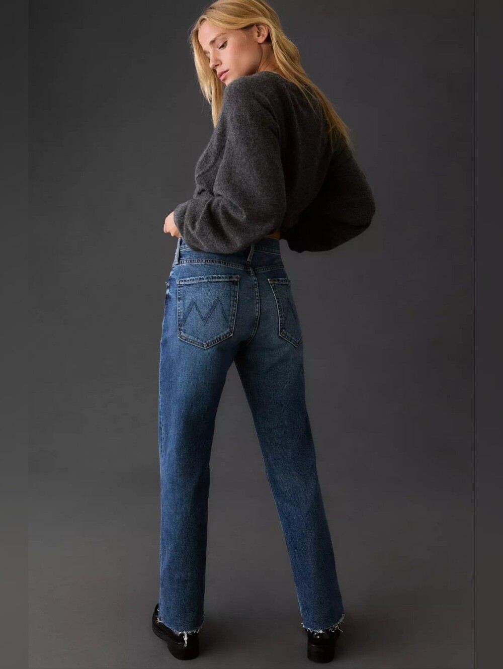 Mother The Scrapper Cuff Ankle Fray in Running With Scissors Women's Jeans 29